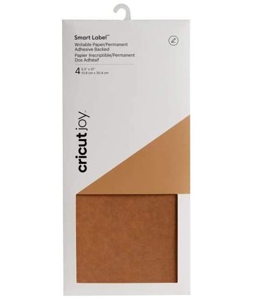 Pack de 4 feuilles Cricut Joy Smart Label 13,9 x 30,4 cm Marron kraft