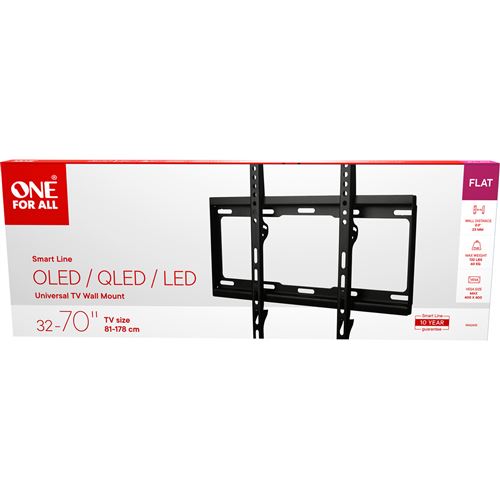 Smart Fixe22mm du mur 32 70''''/81 178cm Pour TV max 60kgs Vesa 400x400 max Niveau a bulles Compatible Curved TV et OLED TV Garantie .