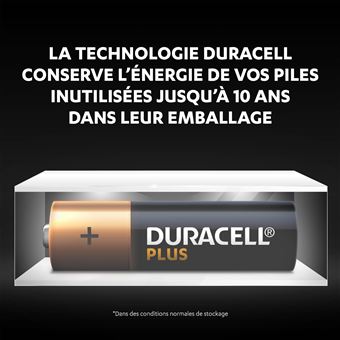 Pack de 6 piles alcalines AA Duracell Plus 1,5V LR06 Noir