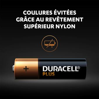 Pack de 6 piles alcalines AA Duracell Plus 1,5V LR06 Noir