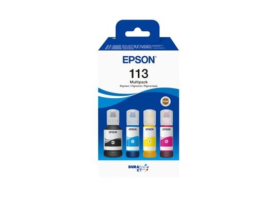 Multipack de 4 Bouteilles d'encre Epson 113 Noir Jaune Cyan et Magenta