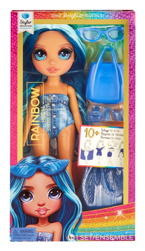 Rainbow High Swim & Style  Fashion Doll- Skyler (Blue)