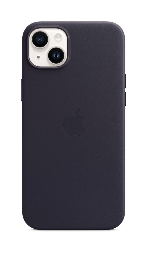 Coque en cuir avec MagSafe pour Apple iPhone 14 Plus Encre violette