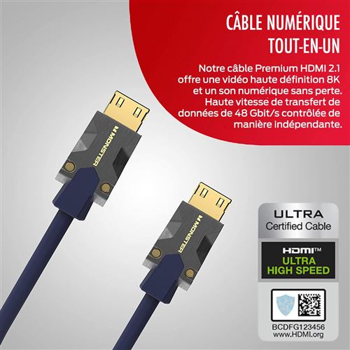 Câble HDMI 2.1 tressé ONIVERSE 3m 8K 60Hz 4K 120Hz Haute