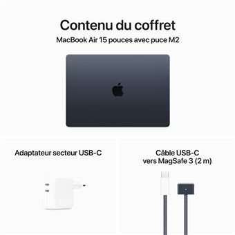 MacBook Air 13 pouces reconditionné avec puce Apple M2, CPU 8