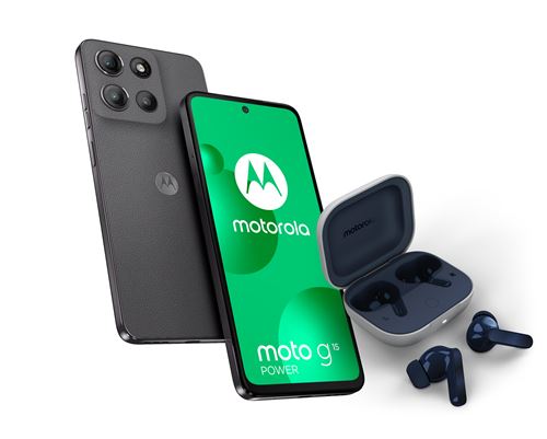 Pack Smartphone Motorola Moto G15 Power 6,72 Double SIM 256 Go Gris souris + Moto Buds BF FD
