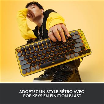 Clavier sans fil mécanique Logitech POP Keys Blast Jaune