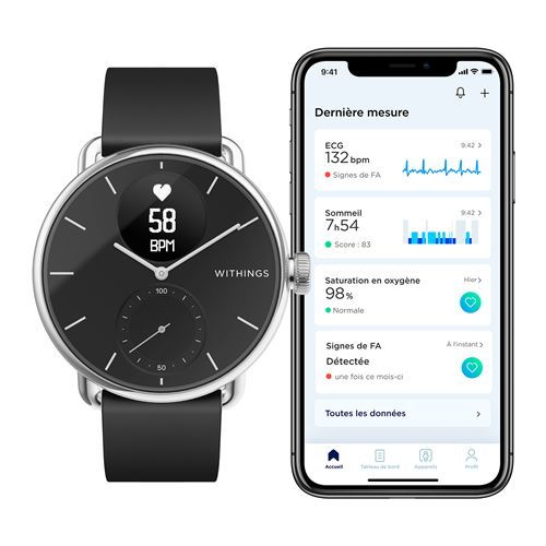 Montre connectée Withings Scanwatch 38mm Noir