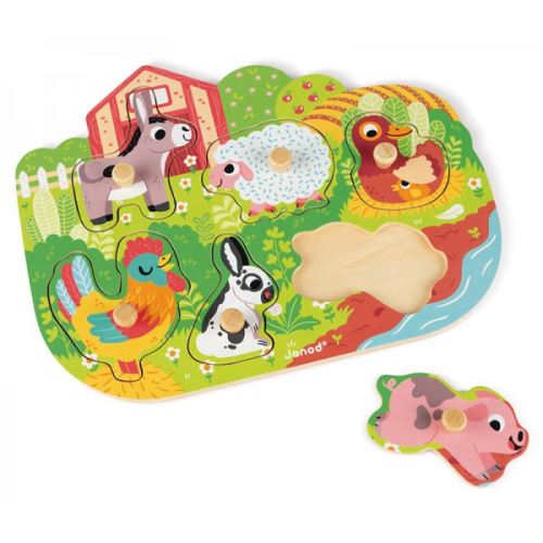 Janod Puzzle Happy Farm 6 Pièces