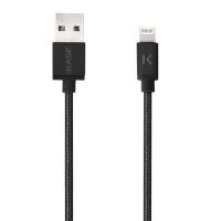 The Kase Lightning naar USB Kabel Gevlochten Metaal Zwart 1M