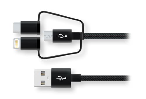 Câble Wefix 3 en 1 pour iPhone/iPad/iPod Noir