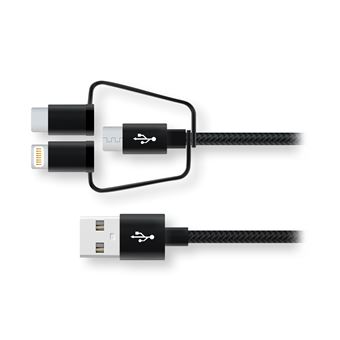 Chargeur voiture 2 ports USB 2,4A + câble iPhone - noir - Freaks and Geeks