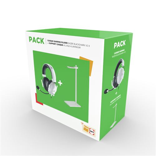Pack Fnac Casque Gaming Filaire Razer Blackshark V2 X Blanc + Support Casque Alliage Aluminium