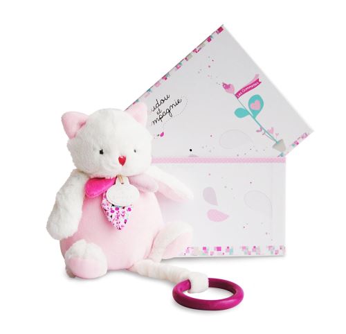 Peluche Doudou et Compagnie Les Gommettes Chat boîte à musique