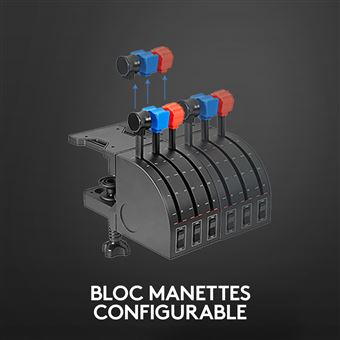 Pack manche et bloc manettes de simulation Logitech Noir