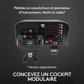 Pack manche et bloc manettes de simulation Logitech Noir