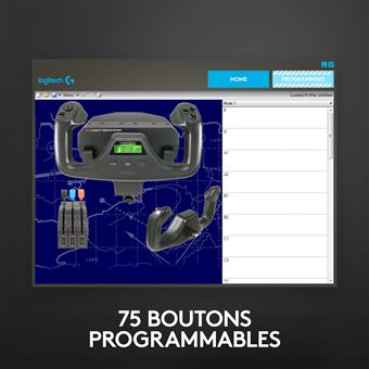 Pack manche et bloc manettes de simulation Logitech Noir