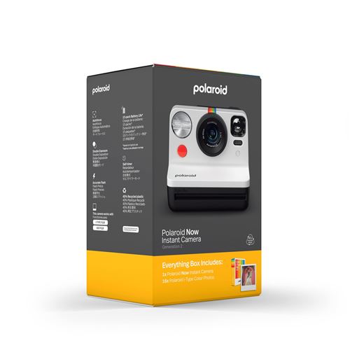 Coffret appareil photo instantané Polaroid Now Génération 2 Blanc et Noir + 16 films inclus