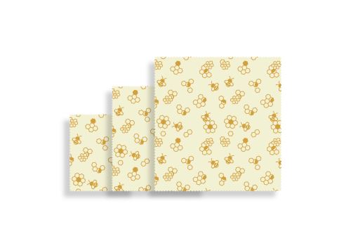 Set de 3 feuilles d'emballage alimentaire à la cire d'abeille