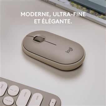 Logitech Pebble M350 Souris sans fil avec Bluetooth ou Recepteur 2.4 GHz, Silencieuse - Sand