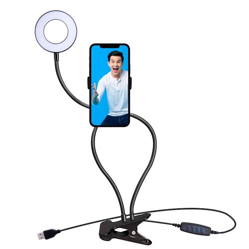 Kit streaming Studio 2 en 1 H'mc avec clip universel Noir pour smartphone