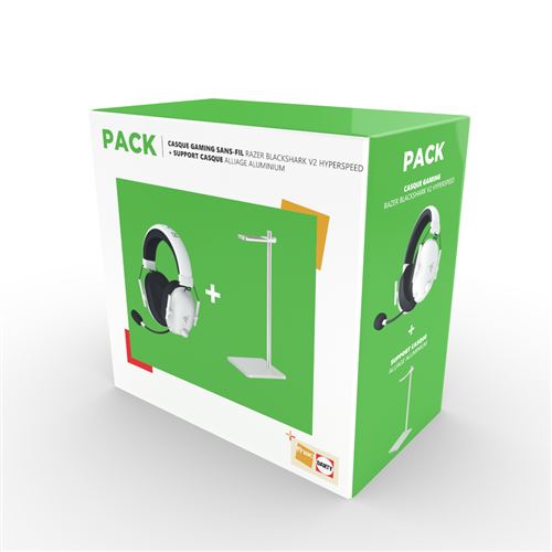 Pack Fnac Casque gaming sans fil Razer BlackShark V2 HyperSpeed Blanc + Support casque alliage en aluminium