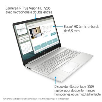 Ordinateur Portable HP 17-cp0308nf 17,3 AMD Ryzen 7 16 Go RAM 512 Go SSD  Argent naturel - Azerty Français - PC Portable