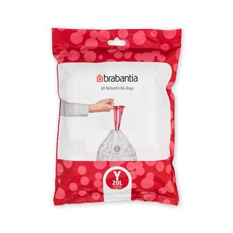 Sacs poubelle Brabantia PerfectFit, Code Y, 20 L Blanc