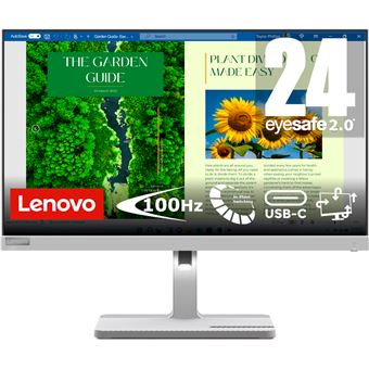 Ecran PC Gaming Lenovo L24m-40 23,8'' Full HD Blanc et Gris