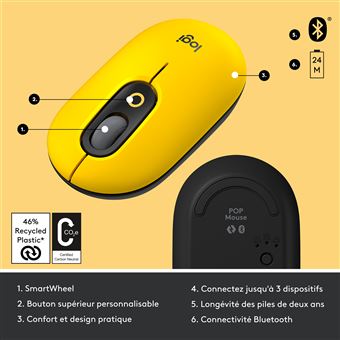 Souris sans fil Logitech POP Blast Jaune