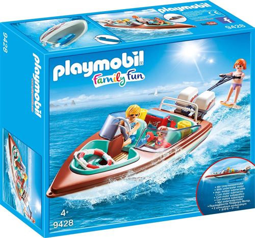Playmobil Family Fun La Villa de vacances 9428 Vacanciers avec vedette et moteur submersible