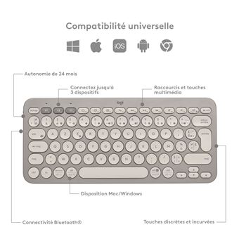 Logitech K380 Clavier sans fil Bluetooth Multidispositif - Sand