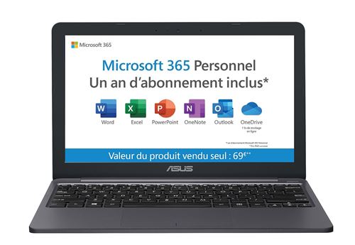 Pc Ultra-portable Asus E203ma-fd112ts 11,6" Intel Pentium 4 Go Ram 128 Go Emmc Gris