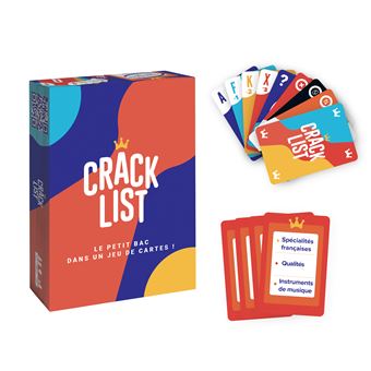 Jeu d'ambiance Crack List Le p'tit bac dans un jeu de cartes