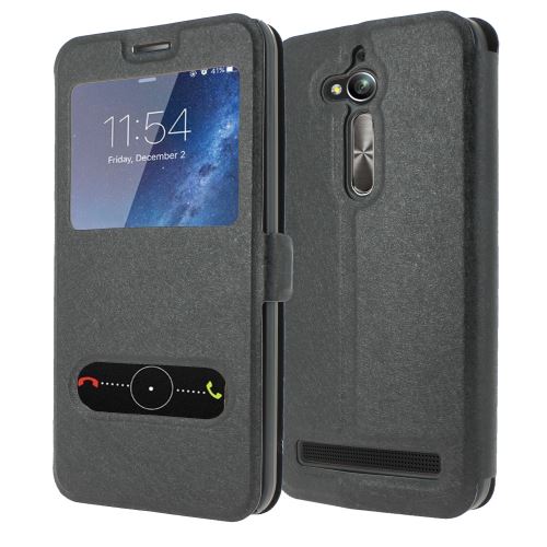 Housse Asus Zenfone Go ZB500KL Housse Coque de protection S-View Folio Flip Cover [ADVANSIA] (Windows View) Flip Cover [Noir]
