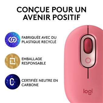 Clavier Sans Fil Logitech POP Keys Mécanique avec Touches Emoji  Personnalisables, Bluetooth ou USB, Design Compact Durable - Rose