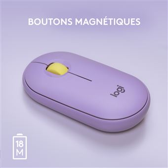 Logitech Pebble M350 Souris sans fil avec Bluetooth ou Recepteur 2.4 GHz, Silencieuse - Lavender Lemonade