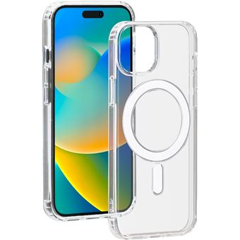 Coque hybride en silicone BigBen Connected Magsafe pour iPhone 15 Transparent