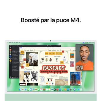 Apple iMac 24" écran retina 4,5K 512Go SSD 24 Go RAM Puce M4 CPU 10 cœurs GPU 10 cœurs Vert