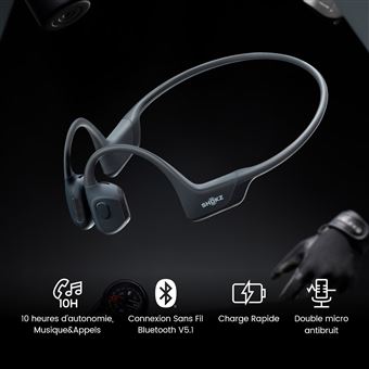 Casque audio sans fil Bluetooth Shokz OpenRun Pro Mini avec réduction du bruit Noir