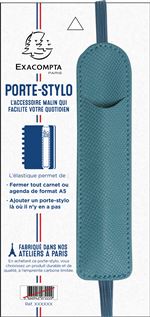 Porte-stylo avec elastique Kaa 3.5x15.5 cm. Matiere synthetique au toucher doux, tendance exotique avec ce fin grain. Il permet de fermer tout carnet ou agenda de format A5 ou + grand et d''ajouter un stylo la ou il n''y en a pas.