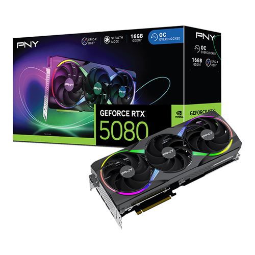 Carte graphique Pny Nvidia GeForce RTX 5080 16GB ARGB Overclocked Triple Fan