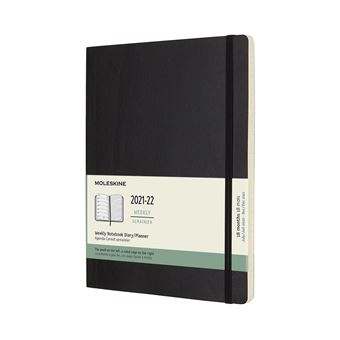 Agenda scolaire semainier Moleskine Couverture souple Extra large 2021-2022 Noir