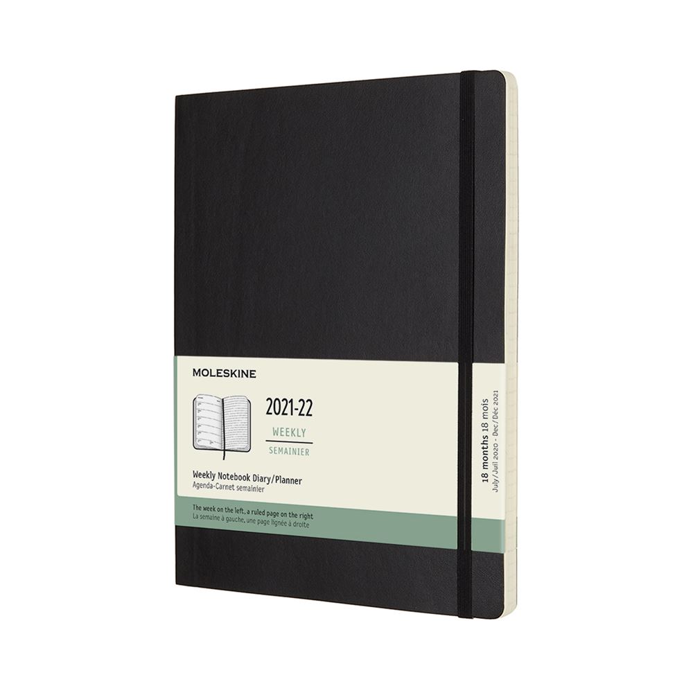 Agenda Moleskine Hebdomadaire 18 Mois 2020-2021 - Format Poche 9x14 Cm, Noir, 208 Pages