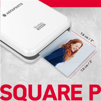 AGFA PHOTO - Realipix Square P - Imprimante Photo via Bluetooth -  Sublimation Thermique 4Pass - Blanc