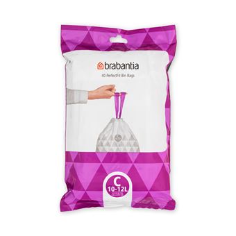 Sacs poubelle Brabantia PerfectFit, Code C, 10-12 L Blanc