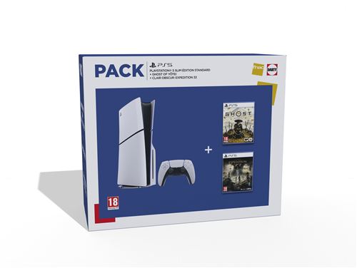 Pack Fnac Console Sony PS5 Slim Edition Standard Blanc et Noir + Ghost of Yōtei + Clair Obscur: Expedition 33