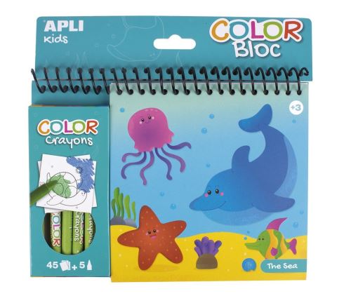 Cahier coloriage avec crayons Apli Kids La mer