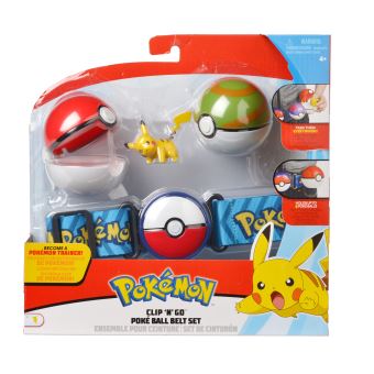 Ceinture Great Ball, Ultra Ball et figurine Pokémon Pikachu 5 cm