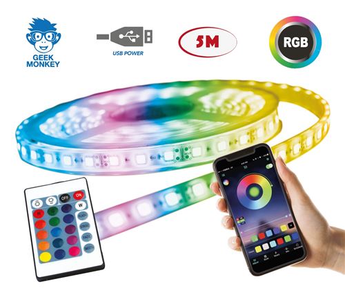 Ruban led RGB MKGOODS - 5m - Télécommande et alimentation MKGOODS avec 44  boutons